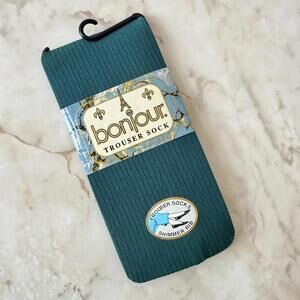 Bonjour Spruce Green Trouser Socks with Shimmer Rib